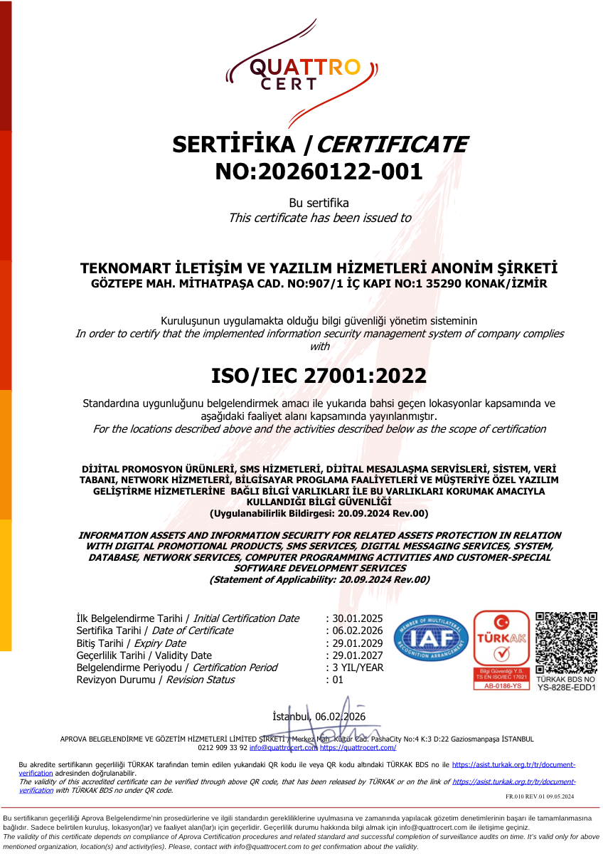 ISO 27001 Sertifikası